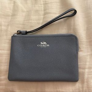 COACH Crossgrain Leather Corner Zip Wristlet
